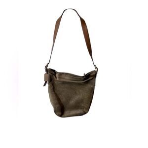Coach green hobo purse bag vintage leather suede